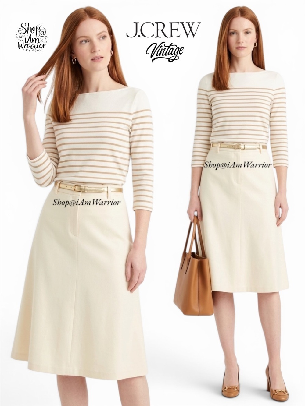J.Crew Vintage Super 110s Wool A-Line Skirt in Cream *shop@iamwarrior